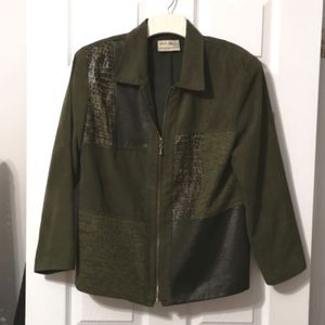 Green Suede Blazer with Detailing